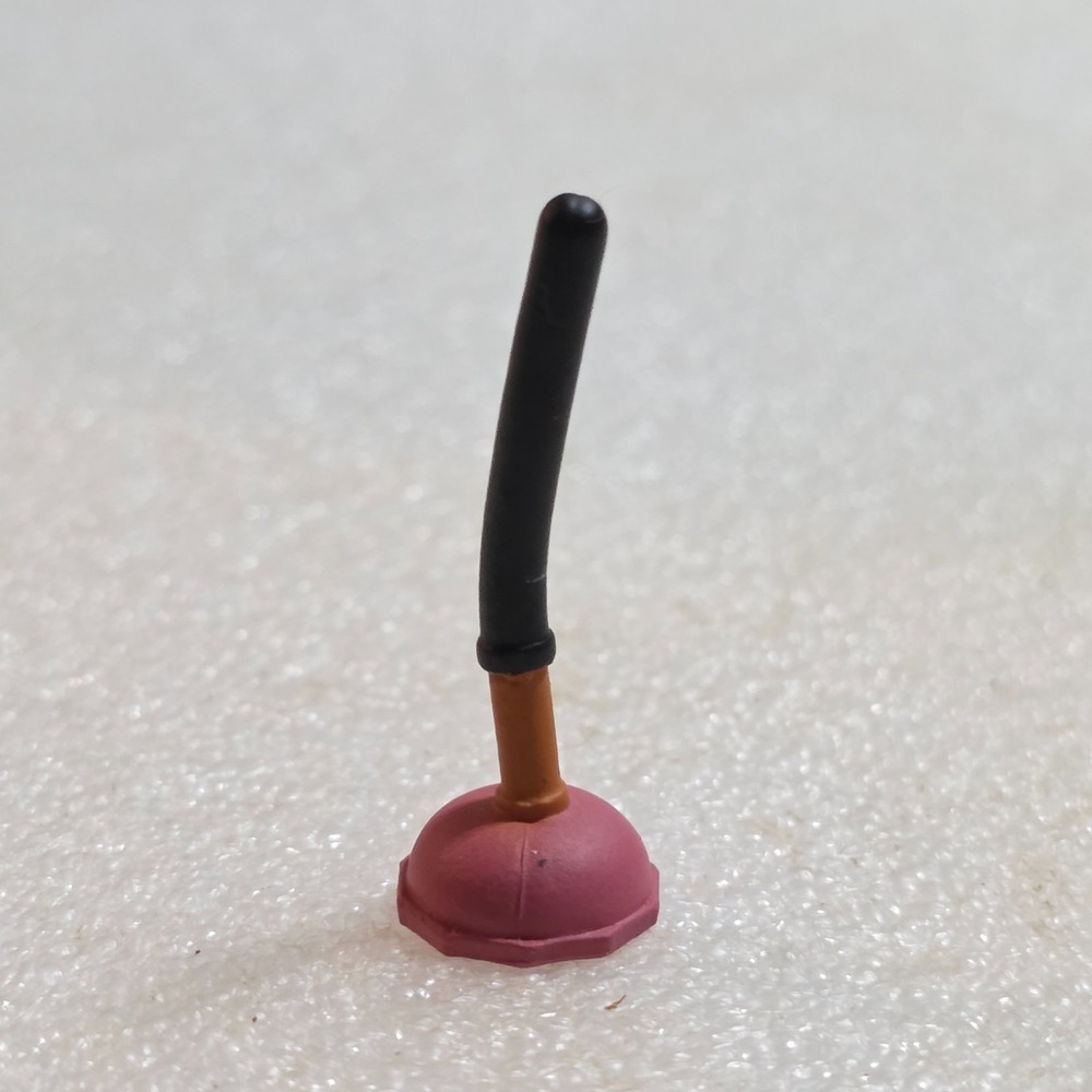 Dollhouse Toilet Suction Cup Plunger Bathroom Miniature Plastic Toy 1.5"